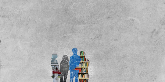 Nachwuchsförderung Bunte Personensilhouetten vor Zeichnung des TU-Mathetowers